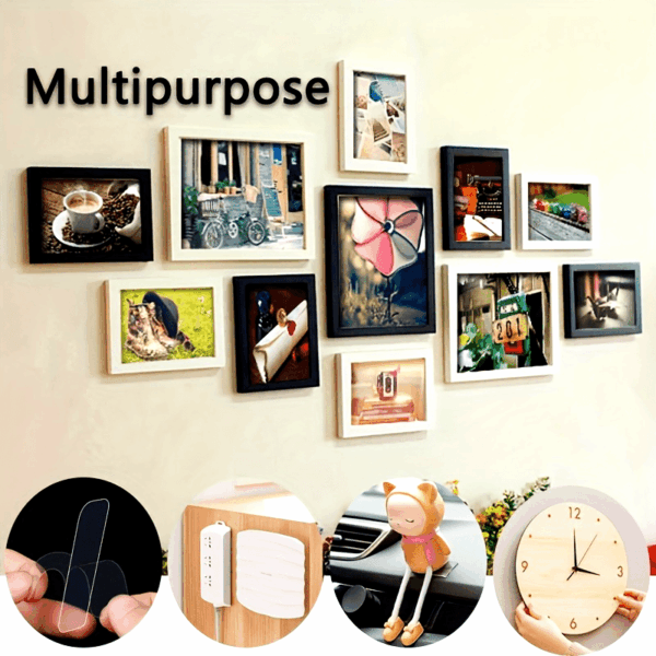 60-Piece Multipurpose Double-Sided Adhesive Tape Set - Clear, Removable, Waterproof Mounting Strips for Hanging Decor, Couplets, Photos & Clocks - Image 9