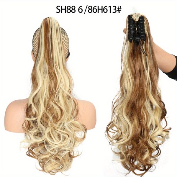 Long Wavy Ponytail Extensions - 55.88 cm Claw Clip In Synthetic Hair Piece For Women - Add Volume And Style To Your Hair Halloween Christmas - Image 10