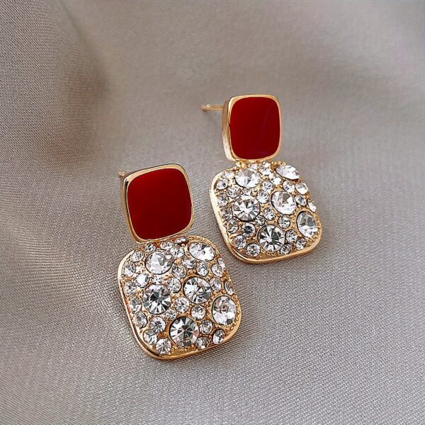 Square Shape Full Shiny Rhinestone Decor Dangle Earrings Luxury Elegant Style Alloy Jewelry Banquet Party Ear Ornaments - Image 12