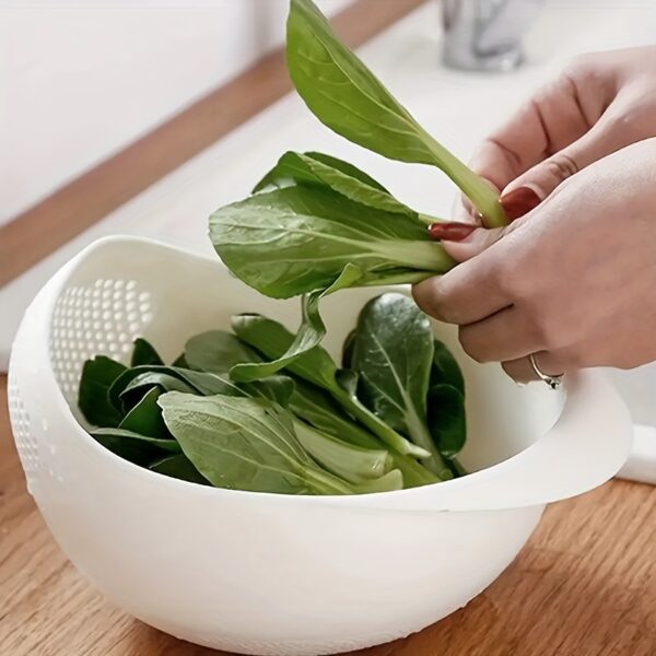 [Food-Safe Basket] 1pc Food-Safe Plastic Multi-Functional Kitchen Washing Basket Basin | Efficient Draining, Rinsing Rice, Vegetables & Fruits - Space-Saving Design for Small Kitchens & Dishwashing - Image 6