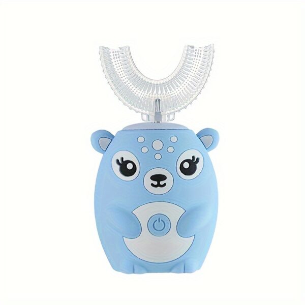 Kids' U-Shaped Electric Toothbrush with 1 Head, 5 Modes, Cartoon Deer Design - 360-Degree Cleaning, USB Rechargeable Battery, 250mAh, Blue and Pink, Ideal for Kids, Kids' Dental Hygiene|Fun Design Toothbrush|Lightweight Toothbrush - Image 5