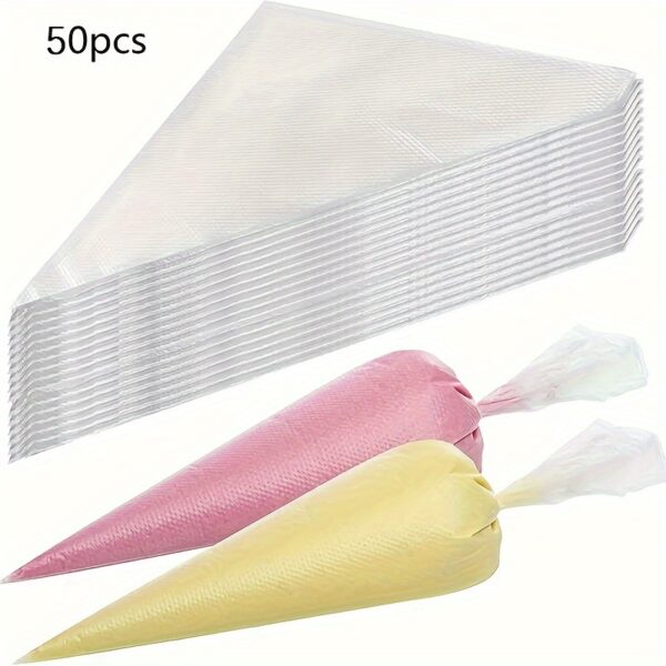 50/100/200pcs Heavy-Duty Disposable Plastic Piping Bags - Durable, Reusable, No-Slip Grip for Cake Decorating, Baking, Frosting & - Kitchen Tools for Home & Professional Bakers, Baking Accessories - Image 7