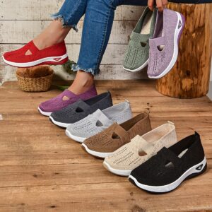 Women's Casual Slip-On Sneakers - Breathable Fabric, EVA Sole, Low-Top Design in Red, Blue, Purple, Gray, Black, Brown - Comfortable All-Season Footwear, Ladies Sneakers