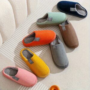 Softtouch, Cozy Men's Fleece-Lined Slippers - Warm, Non-Slip Indoor Shoes for Fall/Winter, Striped