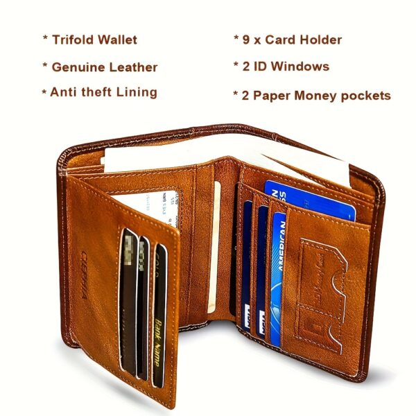 1pc CIEPHIA Vintage Genuine Leather RFID Blocking Wallet for Men - Slim, Multi-Functional ID & Credit Card Holder, Deep Brown with Embossed Logo, Ideal Gift for Valentine's Day - Image 12