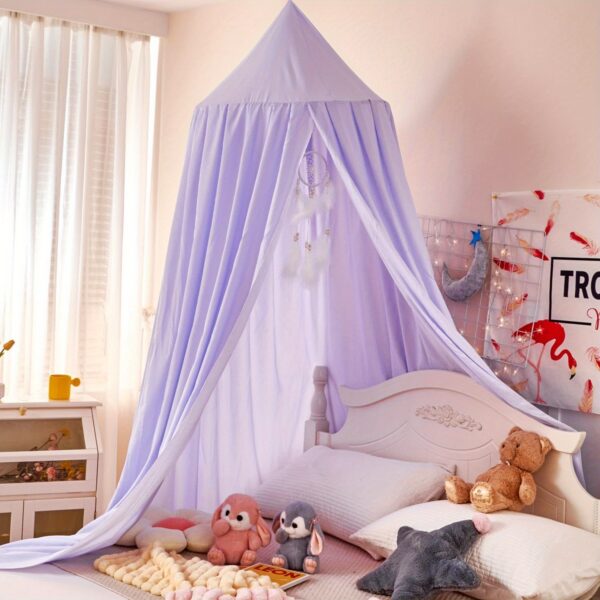1pc Princess Style Kids Bed Canopy, Soft Polyester 100% Fabric, Machine Washable, Dreamy Mosquito Netting, Contemporary Reading Nook Tent for Girls Room, Indoor Use, 100-120 gsm - Image 3