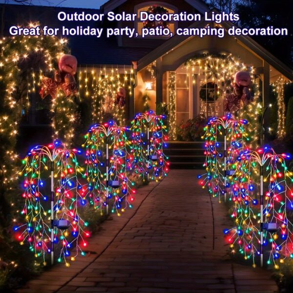 1 Solar Firecracker Willow Fireworks Light - 120/200 LED, 8 Vibrant Modes, Durable IP44, Solar Charging, Ideal for Yard, Garden, Pathway, Parties, Camping, Picnics, Christmas, Ramadan, Easter, Valentine'S Day Decor, Outdoor Lighting | Colorful Fireworks D - Image 6
