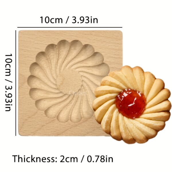 Cippes Wooden Cookie Cutter Mold, 3D Heart Daisy Snow Patterns, DIY Biscuit Stamp for Pastry, Embossing Craft Decorating Baking Tool, Ideal for Thanksgiving, Christmas, Valentine'S Day, Mother'S Day - Image 11