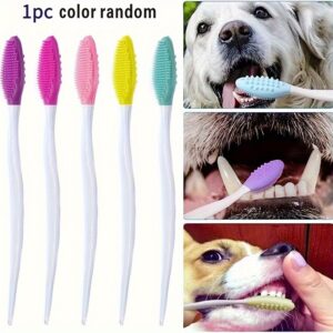 1pc Pet Grooming Brush Set - Double-Sided Silicone Nose & Head Brush for Dogs, Colorful & Durable Plastic Design, Dental Health & Coat Care, Coat Care | Dual-sided Brush | Textured Bristles, Dog Grooming Supplie