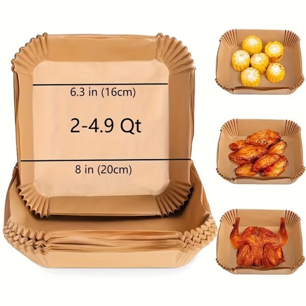 10/50/100pcs Disposable Square Paper Air Fryer Liners, 6.3'' Large Size Paper Basket Bowls, Non-Stick Baking Trays, Oven Accessories, Multi-Functional Kitchen Gadgets & Accessories - Image 4