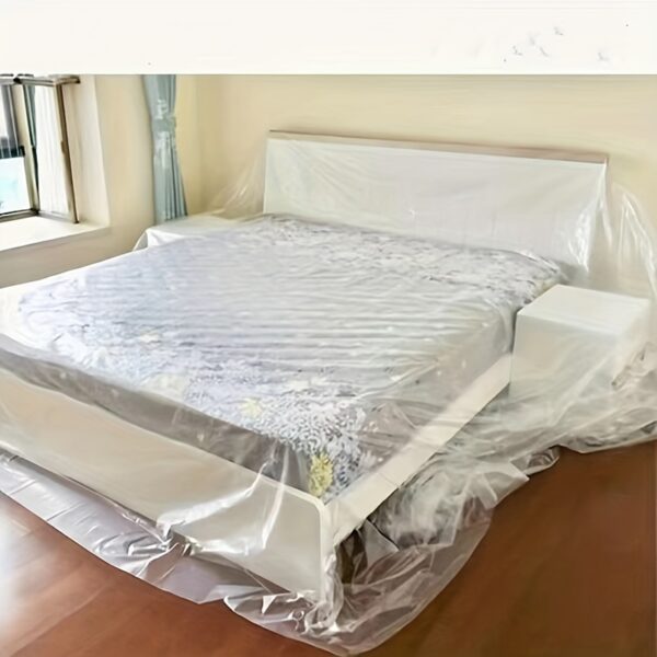 Large Durable Transparent Plastic Drop Cloth - Sofa, Storage, Outdoor Furniture, Garden, Home Renovation Dust Cover - Image 2
