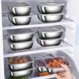 10pcs, Stainless Steel Fresh-Keeping Box, Crystal Clear Square Container, Portable Preservation Guard, Refrigerator Storage Box, Kitchen Utensils, Outdoor Gear