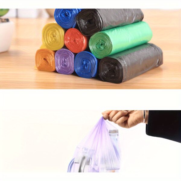 100pcs Durable Plastic Disposable Trash Bags - Pack of 5 Color-Coded Rolls for Office, Living Room, Bedroom, Bathroom, Kitchen Cleaning - High-Quality, Space-Saving, and Versatile for Everyday Use, Versatile Trash Bags | Practical Utility Bags | Easyacces - Image 8