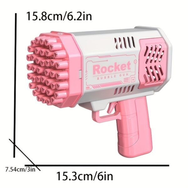 40-Hole Kids Bubble Blower Machine with LED Lights - Portable Electric Bubble Gun for Outdoor Parties, Birthdays, Boys & Girls (Pink/Blue, Battery-Powered, No Solution Included), Kids Party Favors | Vibrant Design | Colorful Toy - Image 2