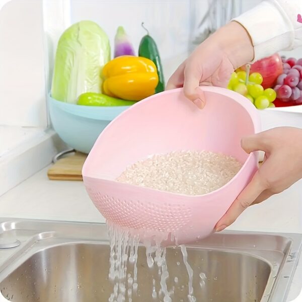 [Food-Safe Basket] 1pc Food-Safe Plastic Multi-Functional Kitchen Washing Basket Basin | Efficient Draining, Rinsing Rice, Vegetables & Fruits - Space-Saving Design for Small Kitchens & Dishwashing - Image 11