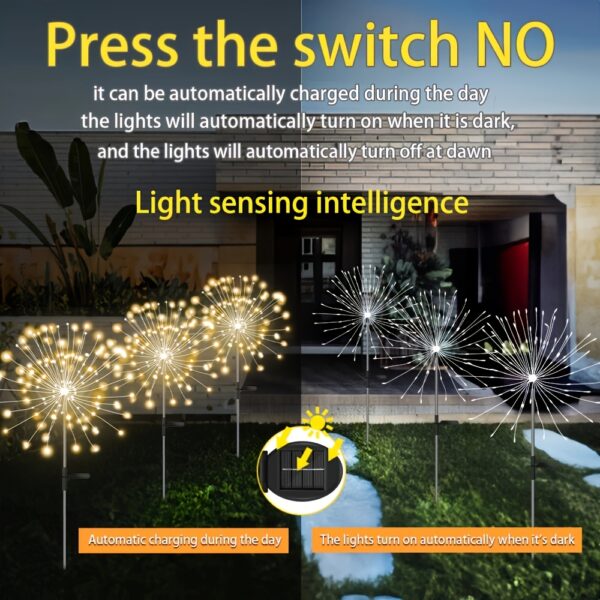 8 Lighting Modes Outdoor Solar LED Smart Lights, Solar Festival Viewing Decorative Lights for Garden Pathway and Patio Villa Illumination - Image 6