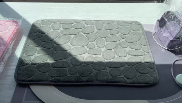 1pc Plush Memory Foam Bath Rug with Cobblestone Embossment - Quick-Dry, Non-Slip, Machine Washable - Soft & Comfortable for Shower and Bathroom, Ideal Fall Decor Accessory, Bathroom Rug - Image 11