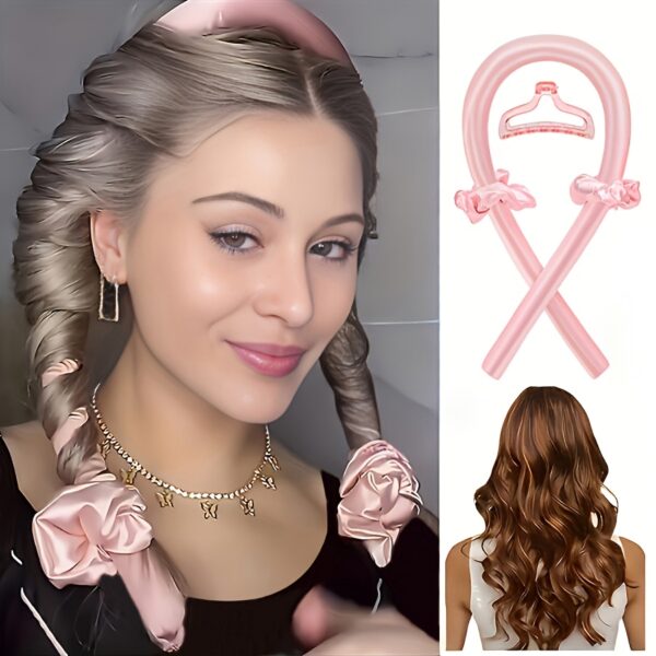 Minimalist Fabric Hair Curler with Bow Detail - Solid Color, Single Piece, Ideal for Christmas Festival Hairstyling Accessory, Christmas Hair Styling Tool|Elegant Accessory|Fabric Constructio
