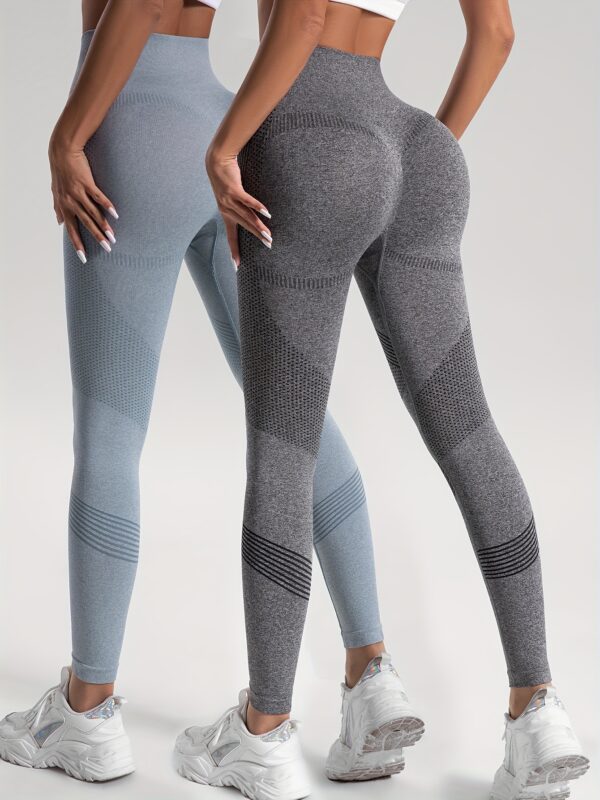 2pcs Solid Color High-Stretch Fitness Yoga Sports Leggings, Soft Breathable Yoga Tight Pants, Women's Activewear - Image 7