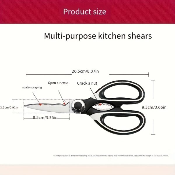 1pc, Kitchen Scissors, Poultry Shears, Kitchen Shears, Kitchen Fish Bone Scissors, Multifunctional Stainless Steel Chicken Bone Scissors For Duck Fish, Food Scissors, Kitchen Meat Scissors, Nut Opener, Bottle Opener, Kitchen Accessories - Image 8