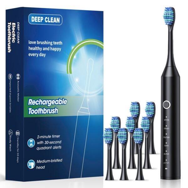 Automatic Rechargeable Electric Toothbrush for Adults, 6 Cleaning Modes, Lithium Polymer Battery, USB Charging, ≤36V, with Soft Bristles for Deep Clean Dental Flosser - Image 6
