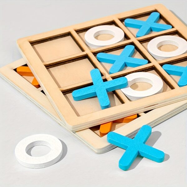 Wooden XO Well Shaped Chess For Children's Puzzle, Nine Palace Grid Chess, Parent-child Interaction, Building Blocks, Leisure Battles, Development Game Toys Halloween, Christmas Gift - Image 2