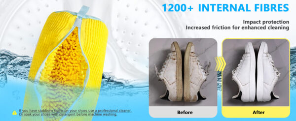 Yellow Shoe Washing Machine Bag for Washer & Dryer - Durable Polyester Laundry Bag with Zipper Closure, Soft Chenille Lining & Fluffy Padding to Protect Sneakers, Tennis Shoes, Casual Footwear, Laundry Bags - Image 11