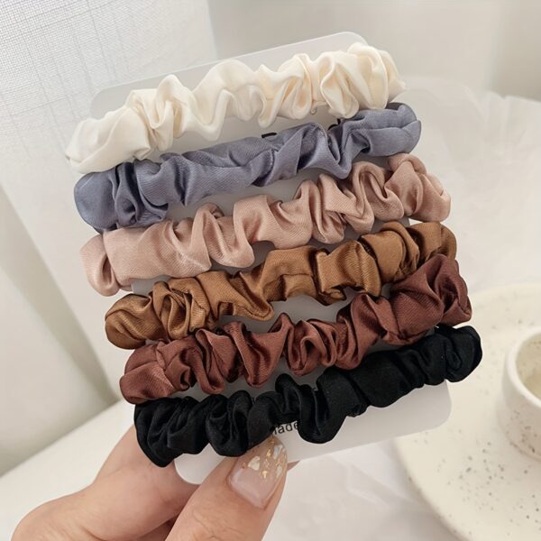 6 Pcs Silky Scrunchies Women Hair Ties Skinny Hair Scrunchy Hair Bands Elastic Hair Accessories   Women Ponytail Holders - Image 2