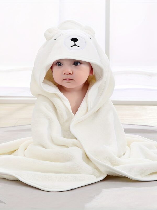 Super Absorbent Microfiber Baby Bathrobe - Adorable Elephant Hooded Towel with Matching Hat, Soft & Cozy for Boys and Girls 0-2 Years, Cartoon Design, Machine Washable, Baby Bath Accessories - Image 2