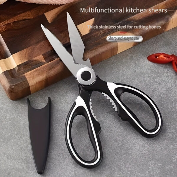 1pc, Kitchen Scissors, Poultry Shears, Kitchen Shears, Kitchen Fish Bone Scissors, Multifunctional Stainless Steel Chicken Bone Scissors For Duck Fish, Food Scissors, Kitchen Meat Scissors, Nut Opener, Bottle Opener, Kitchen Accessories - Image 5