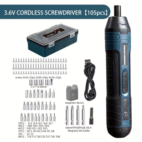 3.6V lithium cordless screwdriver Cordless Electric Screwdriver Set Power Screwdriver 4 torque setting - Image 7