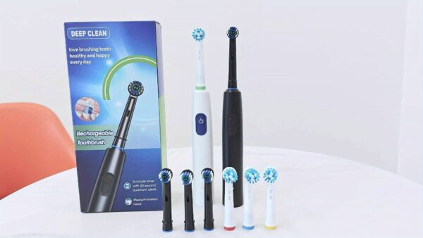 Rechargeable Automatic Smart Toothbrush for Adults - 5 Cleaning Modes, 8 Replacement Heads, USB Charging, 600mAh Lithium Battery, Ideal for Home & Travel, Perfect Gift for Students, Men, Women, Couples - Black - Image 12