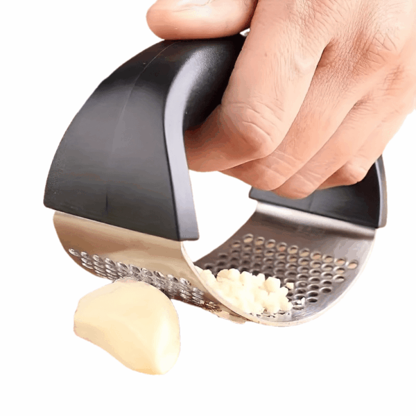 Stainless Steel Manual Garlic Press with Ergonomic Black Handle - Multi-Functional Kitchen Tool for Crushing Garlic, No Electricity Needed, Durable & Easy to Clean, Garlic Crusher - Image 10