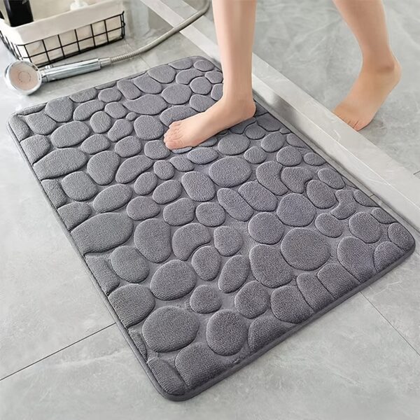 1pc Soft and Comfortable Memory Foam Bath Rug with Cobblestone Embossment - Rapid Water Absorbent and Washable - Non-Slip - Perfect for Shower Room and Bathroom Accessories, Bathroom decorations, kitchen Area Rugs, bedrooom, Bathroom Accessories