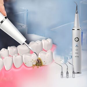 [Rechargeable Scaler with LED] 3 Modes USB Rechargeable Scaler - LED Light Cleaning Kit with 4 Interchangeable Brush Heads