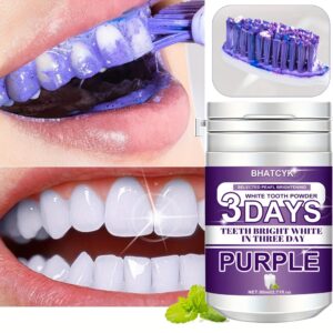 Purple Teeth Whitening Powder, Deep Cleaning Formula, Fresh Mint Flavor For Daily Oral Care, Travel Size