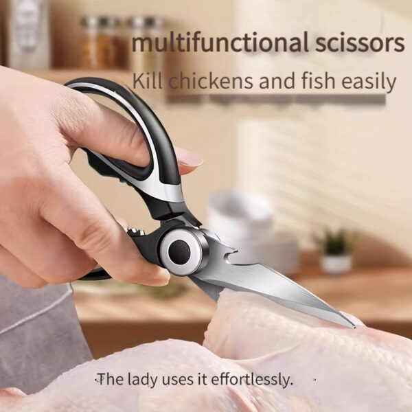 1pc, Kitchen Scissors, Poultry Shears, Kitchen Shears, Kitchen Fish Bone Scissors, Multifunctional Stainless Steel Chicken Bone Scissors For Duck Fish, Food Scissors, Kitchen Meat Scissors, Nut Opener, Bottle Opener, Kitchen Accessories - Image 11