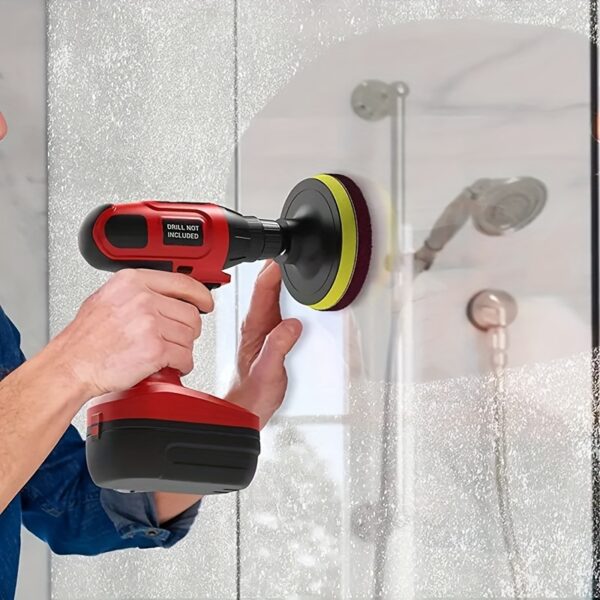 8PCS Power Drill Scrubber Brush Tile Cleaning Kit with Sanding Sponges, Green 180-240 Grits and Red 320-400 Grits - Bathroom Floor Tub Polishing Pads Home Cleaning Tools Set. - Image 7