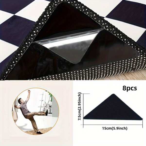 4/8pcs High-Quality Anti-Slip & Anti-Drilling Carpet Stickers for Living Room, Dining Room, Bathroom, Ceramic Tiles & Wooden Floors - Prevent Carpet Movement & Rolling - Novelty Plastic PE Material - Image 14