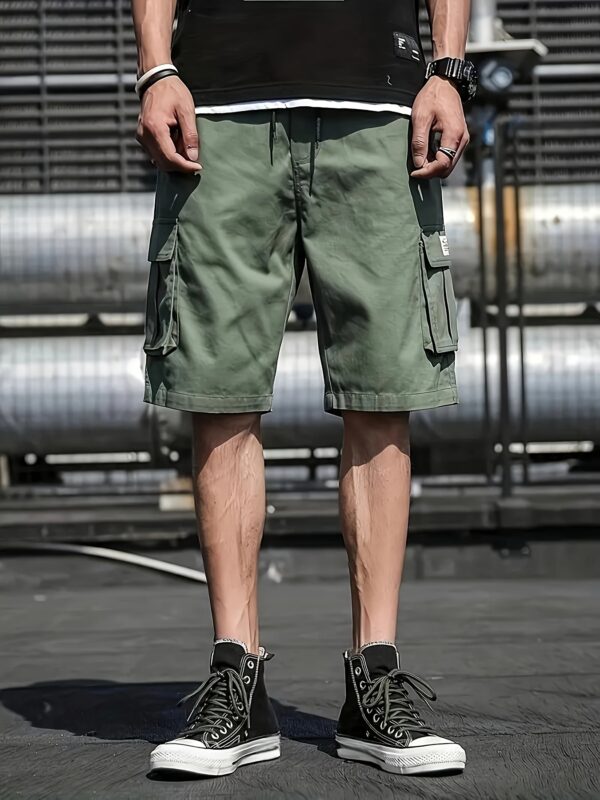 Mens Stylish Multi-Pocket Cargo Shorts - Comfortable Drawstring Waist for Summer - Versatile Bermuda Length - Image 4