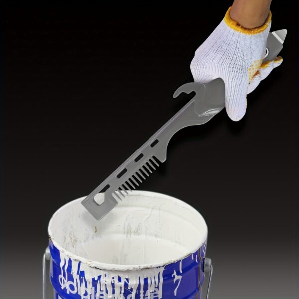 1pc Multi-Functional Paint Mixer Stir Stick with Glove Hook, Plastic Roller Scraper for Latex and Water-Based Paints, Versatile Paint Stirring Tool for Various Paint Types - Image 8