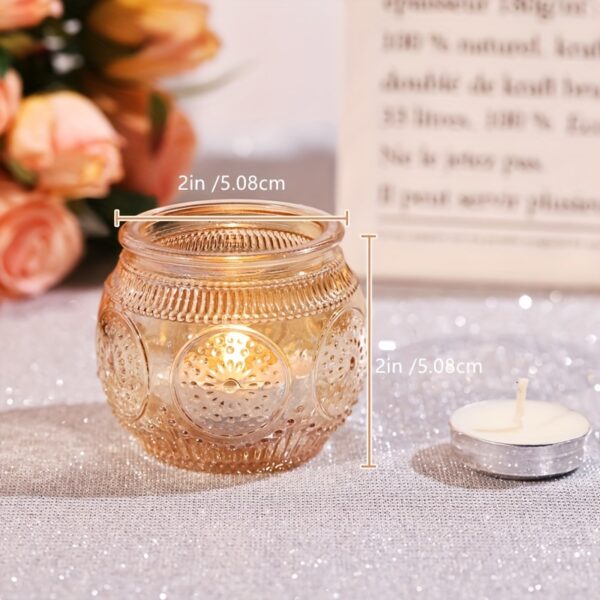 Glass Tea Light Candle Holders, Polished Finish, Flower Theme, Tabletop Mount, Versatile for Wedding, Shower, Party Decoration, Ideal for Christmas, Halloween, Easter, Thanksgiving, Valentine'S Day - Image 4