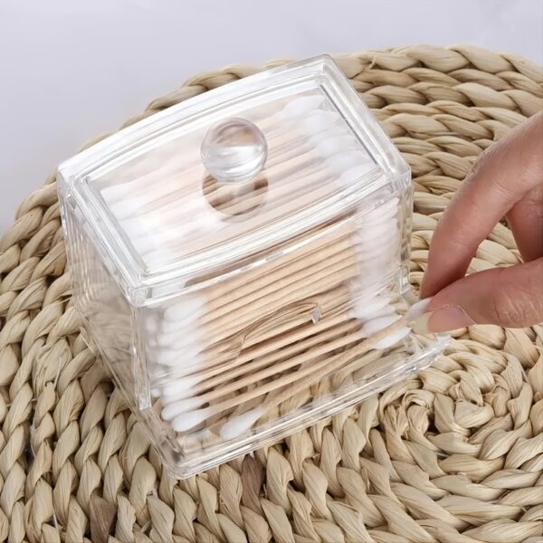1pc Cotton Swab Holder Cotton Ball Dispenser Organizer Clear Bathroom Storage Containers - Image 6