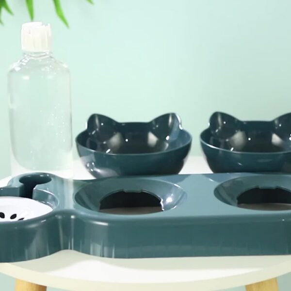 3-in-1 Tilted Pet Bowls Set with Gravity Water Feeder - Adjustable Ear Design for Neck Protection, Easy Cleaning, and Reduced Spills - Perfect for Cats and Small Dogs - Image 13