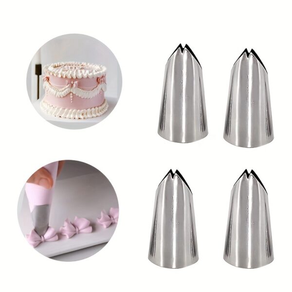 Stainless Steel Medium Size 4pcs Icing Nozzles - 0.5/0.6inch Piping Tips for Cake Decorating, Home Kitchen, and Bakery - Kitchen and Baking Supplies - Image 2