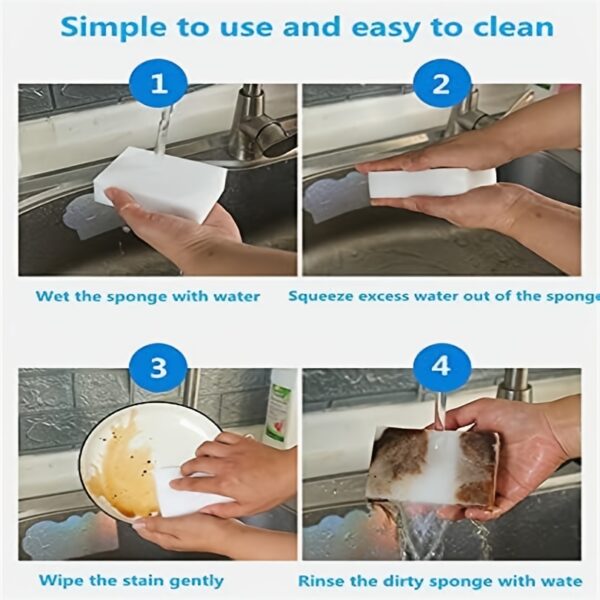 [Magic Sponge Eraser] 8/16/32pcs Magic Sponge Eraser Foam | Multifunctional Household Cleaning Pads for Furniture, Bathroom, Bathtub, Sink, Floor, Baseboard, Wall, Kitchen Dishwashing - Image 2