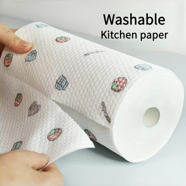400-Sheet Roll of Efficient Disposable Kitchen Towels - Washable, Non-Stick Oil, Degreasing Cloths for Household Cleaning - Assorted Styles lazy rag kitchen paper towels - Image 10