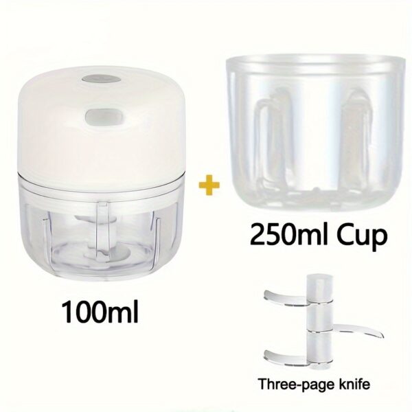 100ml/250ml USB Rechargeable Mini Kitchen Garlic Press Electric Garlic Chopper & Meat Grinder, Masher - Image 14