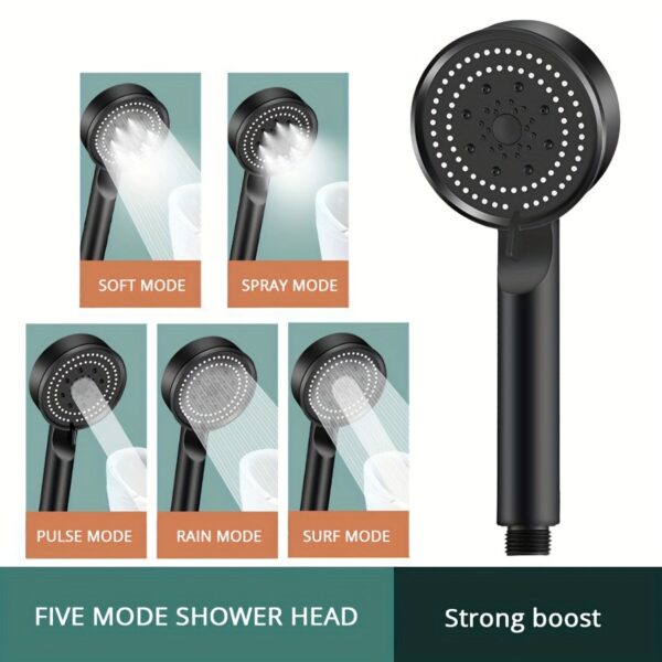 1pc 5-Mode Multifunctional High-Pressure, Shower Head, Bathroom Accessories, Wall Mounted Shower Head, Single Head - Image 3