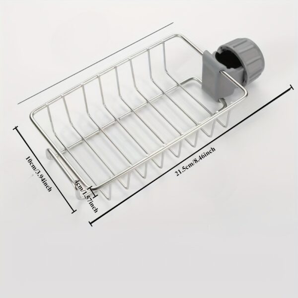 Stainless Steel Kitchen Sink Organizer Rack - Space-Saving Faucet Holder for Sponges, Soap, Towels, and Utensils with Easy Installation and Durable Construction - Image 4